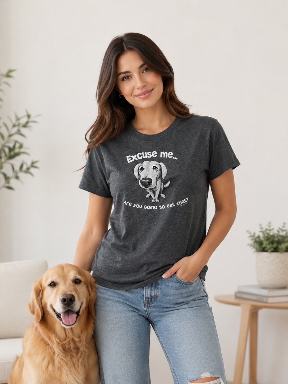 New Gray Dog T-Shirt - Excuse Me Design